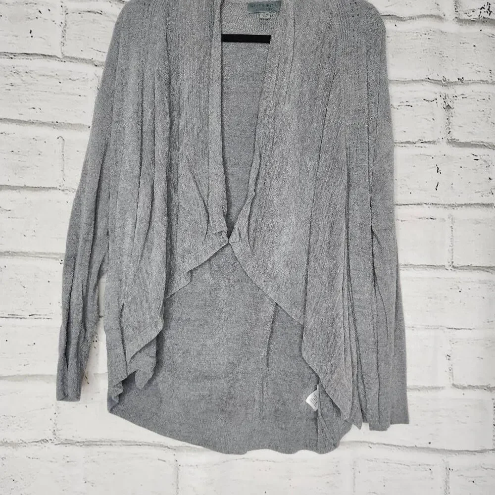 Barefoot Dreams Womens Gray Cozy Chic Ultra Lite Knit Shawl Cardigan Size XS/XXS